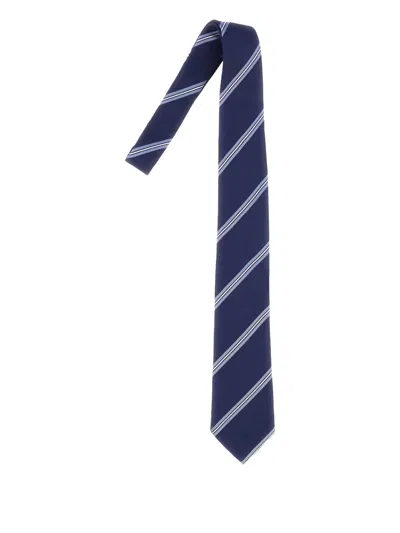 Corneliani Striped-pattern Silk Tie In Blue