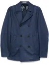Corneliani Striped Peacoat In 蓝色
