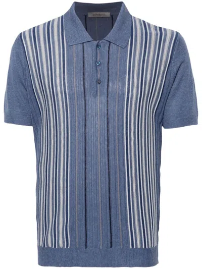 Corneliani Striped Polo Shirt In Blue