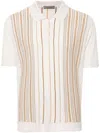 Corneliani Striped Polo Shirt In Neutrals