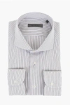 Corneliani Striped Poplin Cotton Shirt With Spread Collar