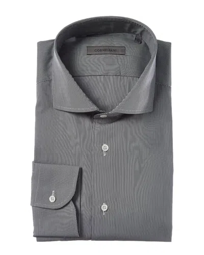 Corneliani Striped Poplin Dress Shirt In Black