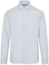 Corneliani Striped Poplin Shirt In Blue