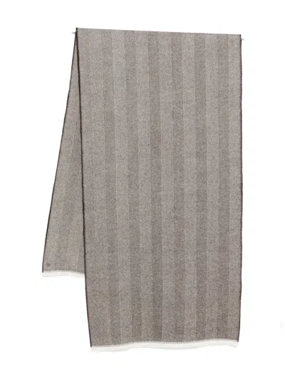 Corneliani Striped Scarf In Brown