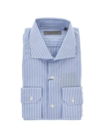 Corneliani Striped Shirt In Blue