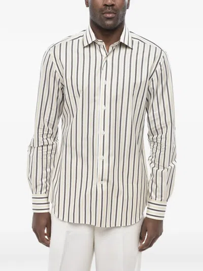 Corneliani Striped Shirt In White