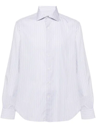 Corneliani Striped Shirt In Clear Blue