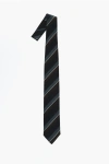 Corneliani Striped Silk Tie In Black