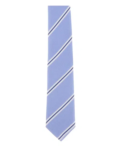 Corneliani Striped Silk Tie In Blue