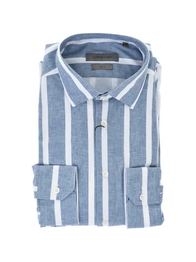 Corneliani Striped Slim-fit Shirt In Blue