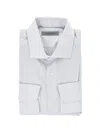 Corneliani Striped Spread-collar Shirt In White