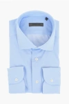 Corneliani Striped Stretch Nylon Shirt With Spread Collar