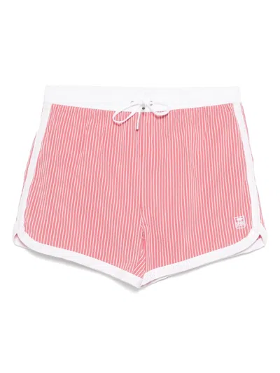 Corneliani Striped Swim Shorts In Pink