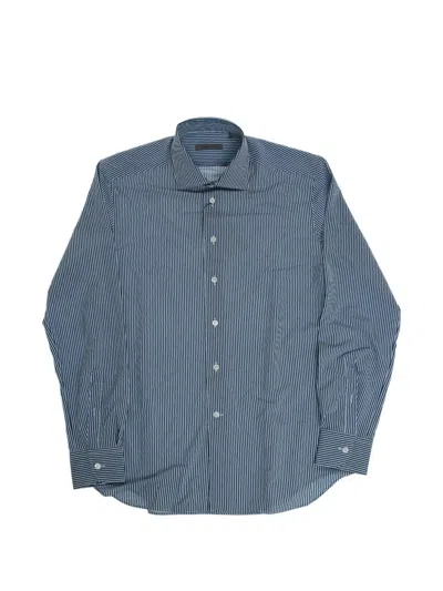 Corneliani Striped Wrinkle-free Shirt In Blue