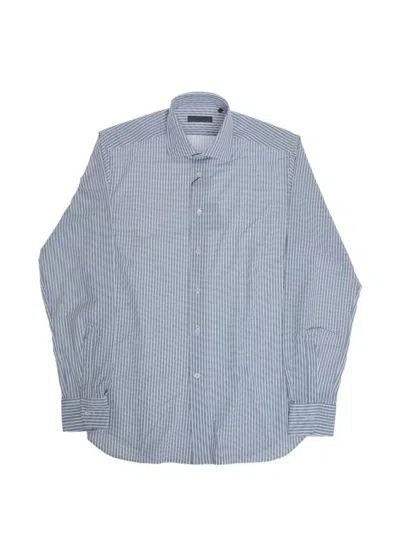 Corneliani Striped Wrinkle-free Shirt In Blue