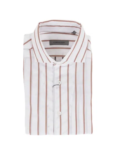 Corneliani Striped-pattern Cotton Shirt In White