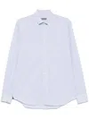 Corneliani Clear Blue Shirt With Subtle Striped Pattern In White