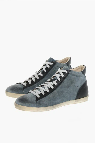 Corneliani Suede And Leather High-top Sneakers With Contrasting Strings
