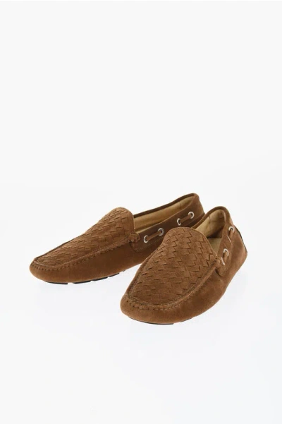 Corneliani Suede Boat Deck Shoes With Braided Detail
