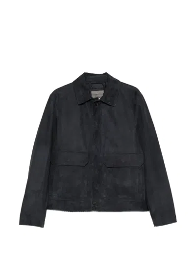Corneliani Suede Panelled Jacket In Blue