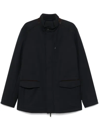 Corneliani Suede-trim Jacket In Blue