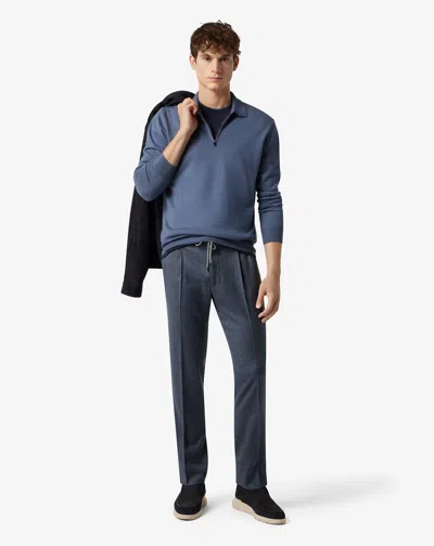 Corneliani Sugar Paper Blue Pure Wool Flannel Joggers