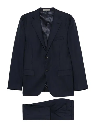 Corneliani Suit In Blue With Single-breasted Jacket In Black