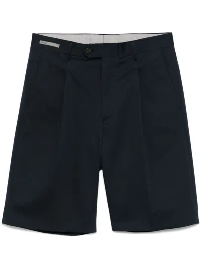 Corneliani Tailored Blue Shorts With Subtle Sheen In Black