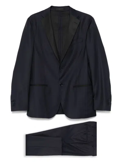 Corneliani Tailored Blue Suit With Notch Lapel