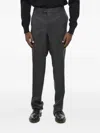 Corneliani Flat-front Wool Trousers In Gray