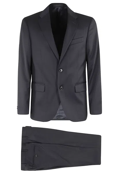 Corneliani Tailored Wool Suit With Notch Lapel In Blue