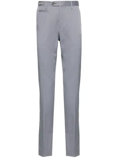 Corneliani Tapered-leg Stretch-cotton Chinos In Grey