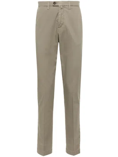 Corneliani Tapered-leg Stretch-cotton Chinos In Green