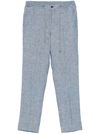 Corneliani Tapered-leg Trousers In Blue
