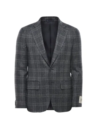 Corneliani Tartan Single-breasted Blazer In Blue