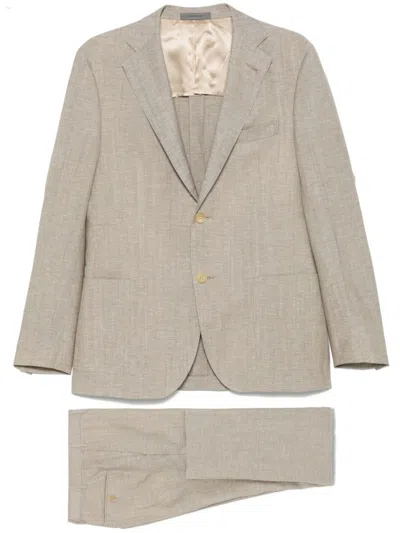 Corneliani Taupe Suit With Tailored Fit In Grey