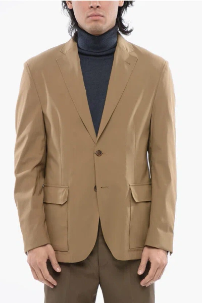 Corneliani Tech Fabric Blazer With Utility Pockets In Brown