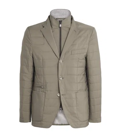 Corneliani Technical Hybrid Blazer Jacket In Green