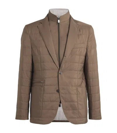 Corneliani Technical Quilted Blazer In Beige