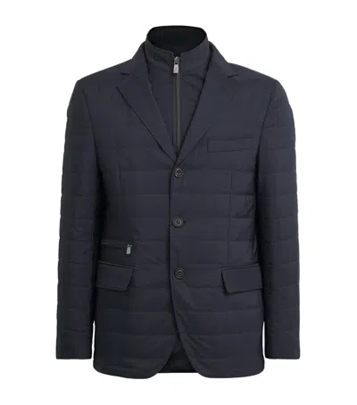 Corneliani Technical Quilted Blazer In Blue