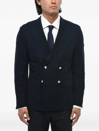 Corneliani Textured Double-breasted Blazer In Black