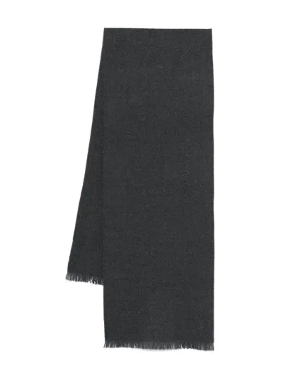 Corneliani Textured Fringed Scarf In Black