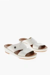 Corneliani Textured Leather Sandals With Logoed Detail In White