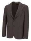 Corneliani Textured Narrow-lapels Blazer In Brown