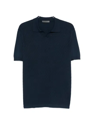 Corneliani Textured Polo Shirt In Blue