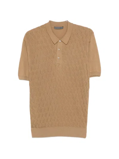 Corneliani Textured Polo Shirt In Brown