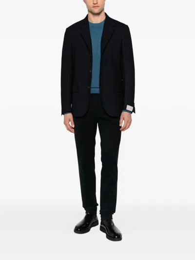 Corneliani Textured Single-breasted Blazer In Blue