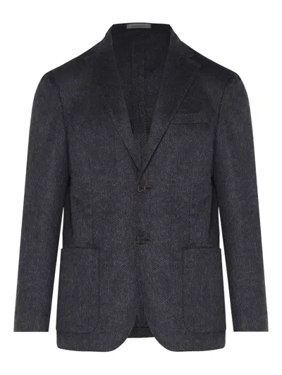 Corneliani Textured Two-button Blazer In Black