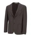 Corneliani Textured Narrow-lapels Blazer In Brown