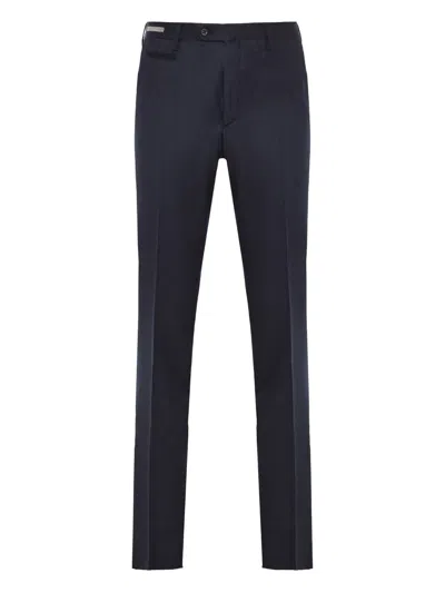 Corneliani Textured Wool Trousers In Blue